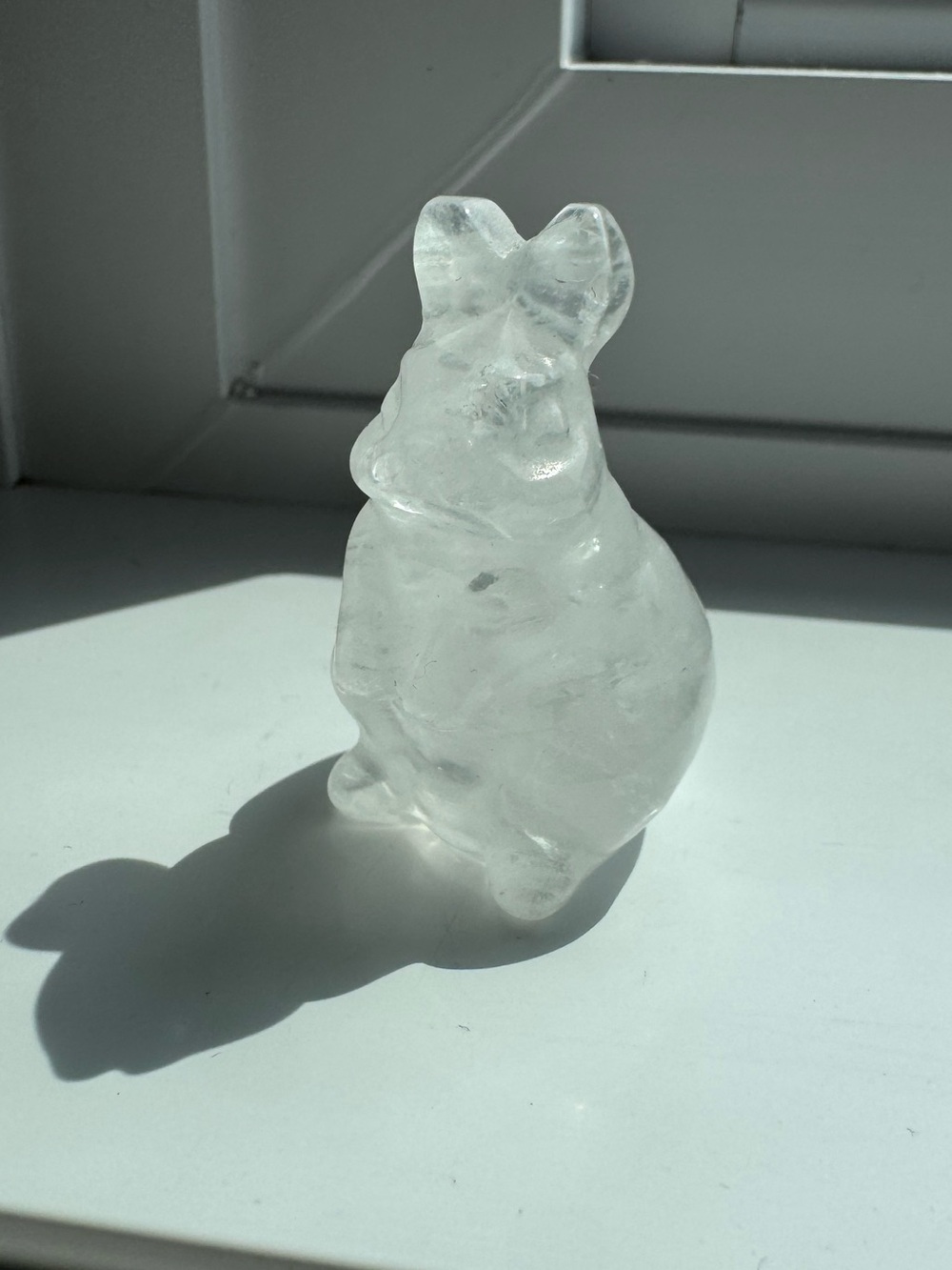 Clear quartz Bunny Figurine - Translucent White